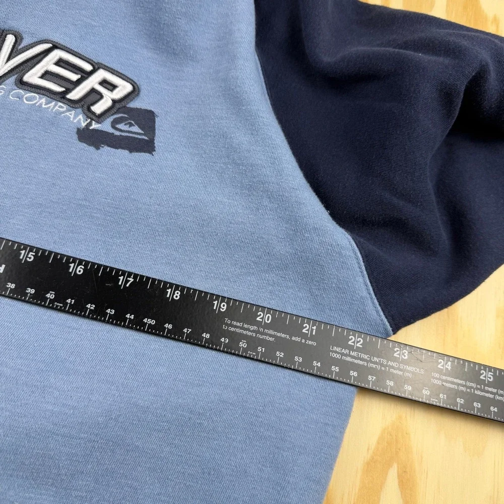 Quicksilver Hoodie 2 tone Vintage Skate Surfwear 90s Y2K Blue size L